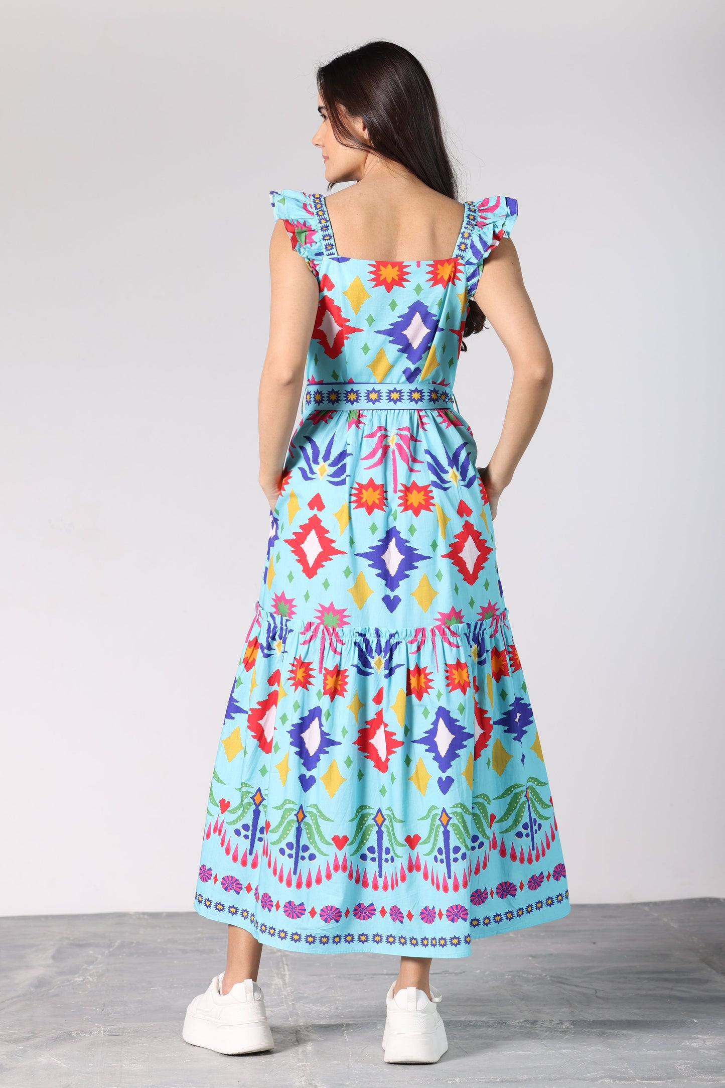 AQUA IKAT ELSIE DRESS