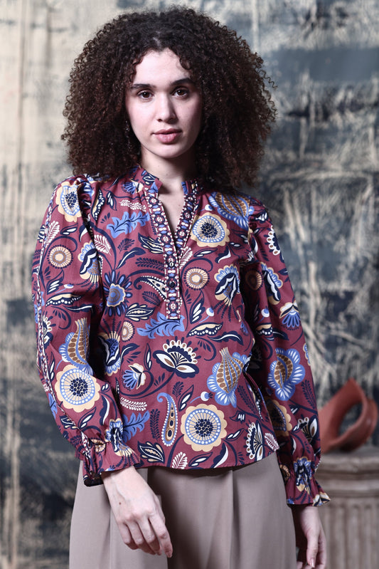 BROWN FLORALS ASHLEY TOP