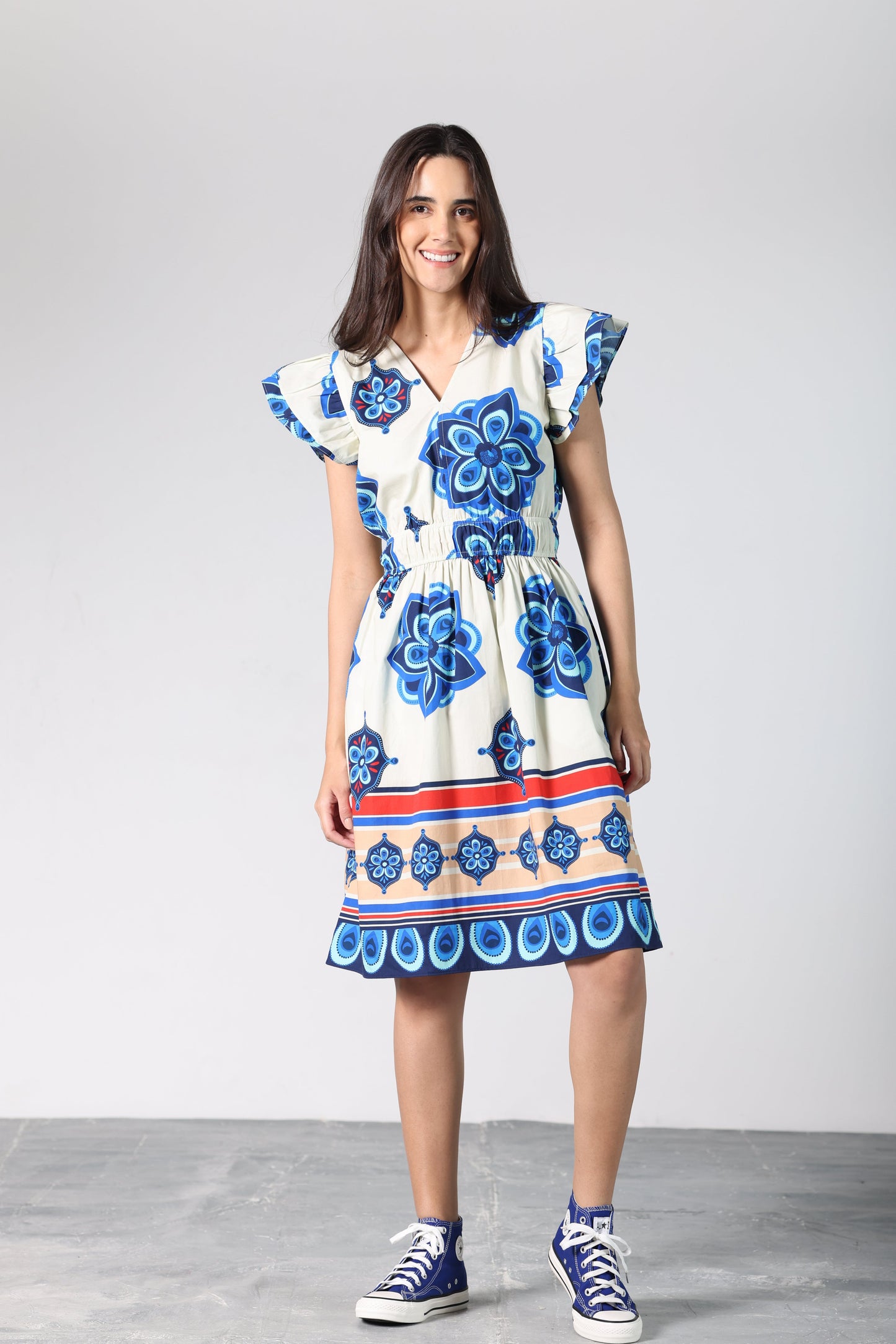 GEOMETRIC FLORALS ARIANNA DRESS