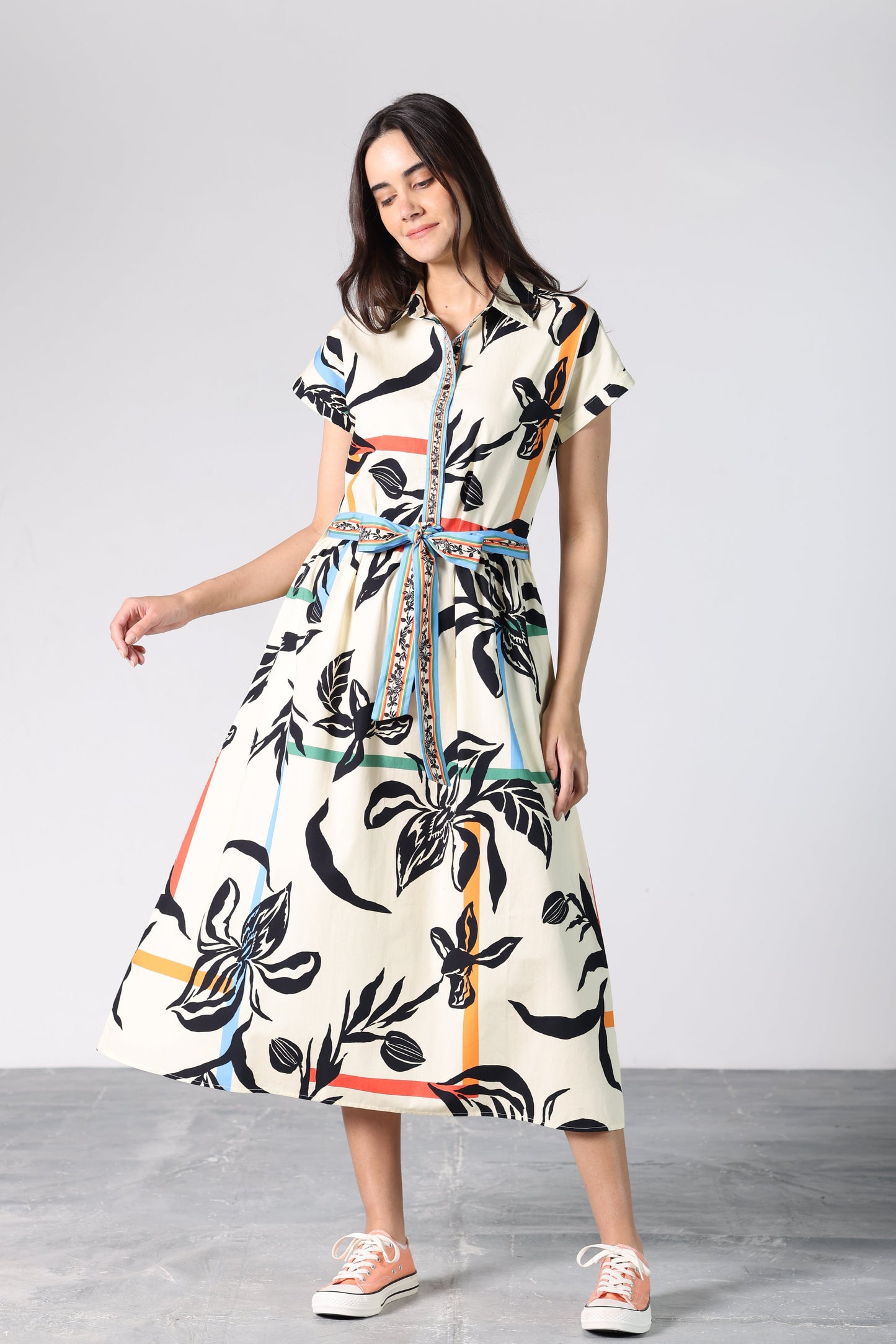 STRIPED FLORALS RYLIE DRESS