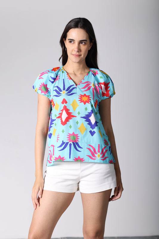AQUA IKAT LEA TOP