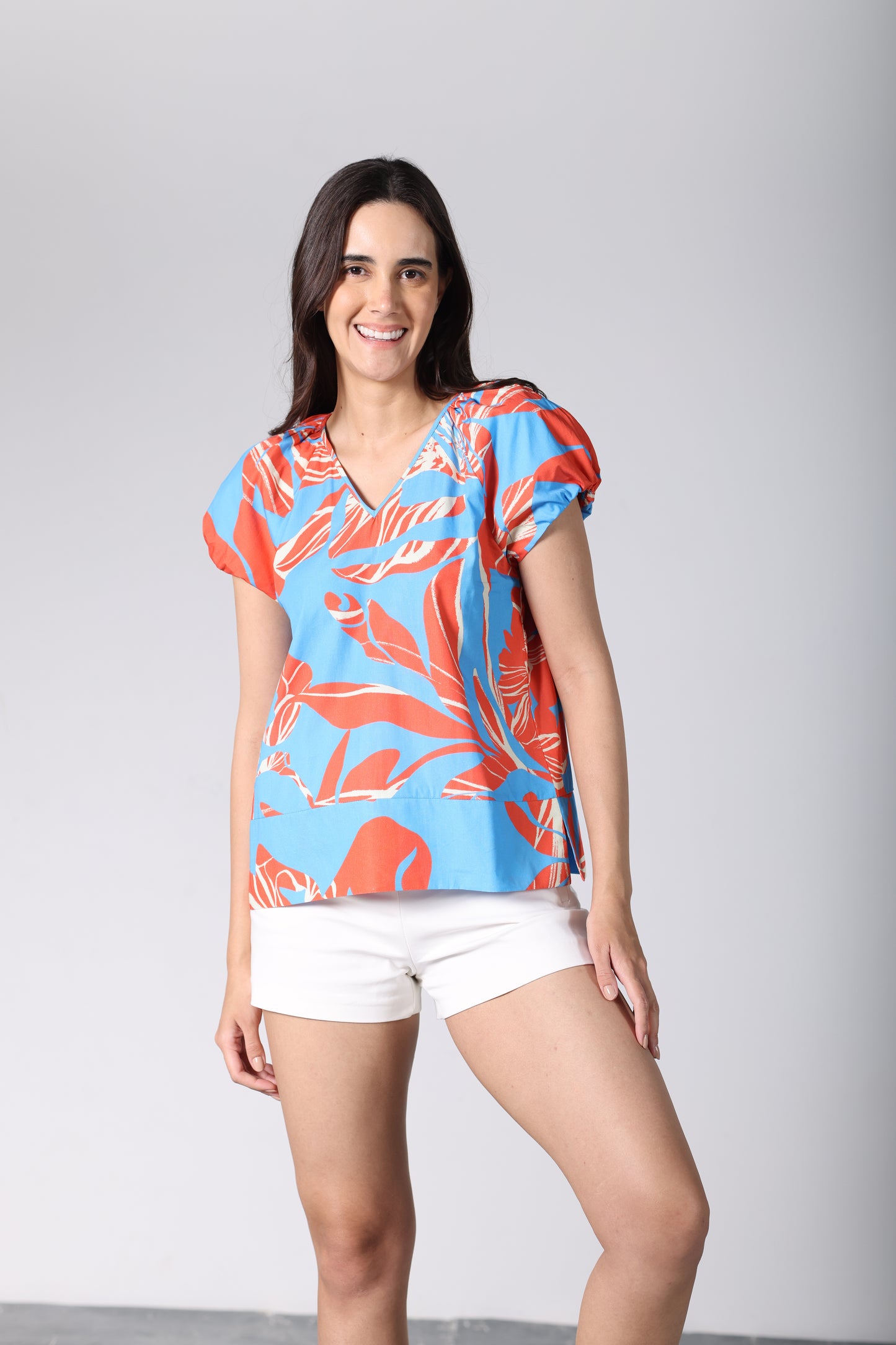 CORAL FLORALS LEA TOP