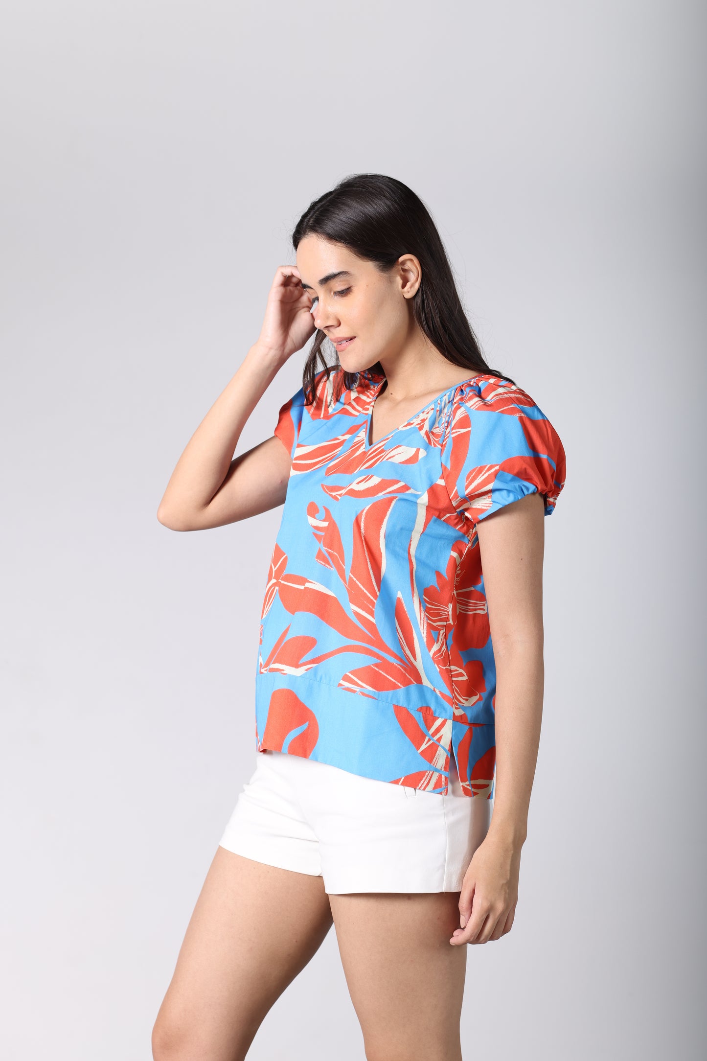CORAL FLORALS LEA TOP