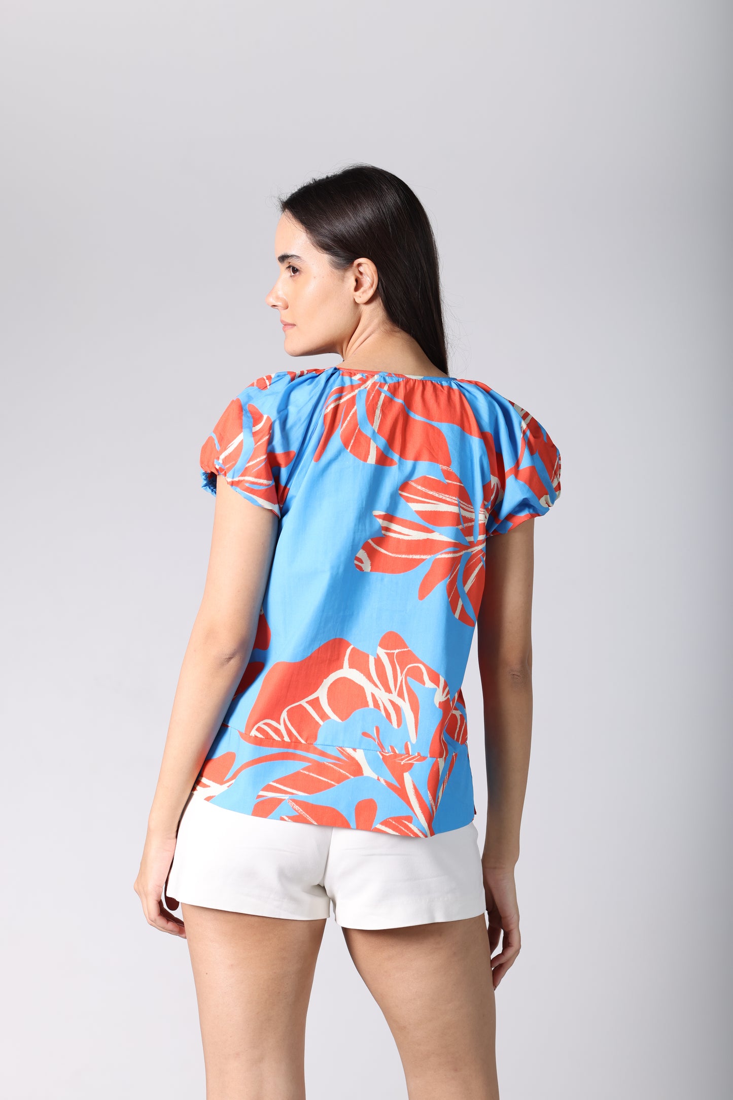 CORAL FLORALS LEA TOP