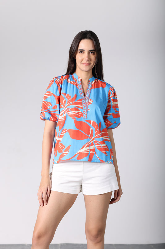 CORAL FLORALS RAYA TOP