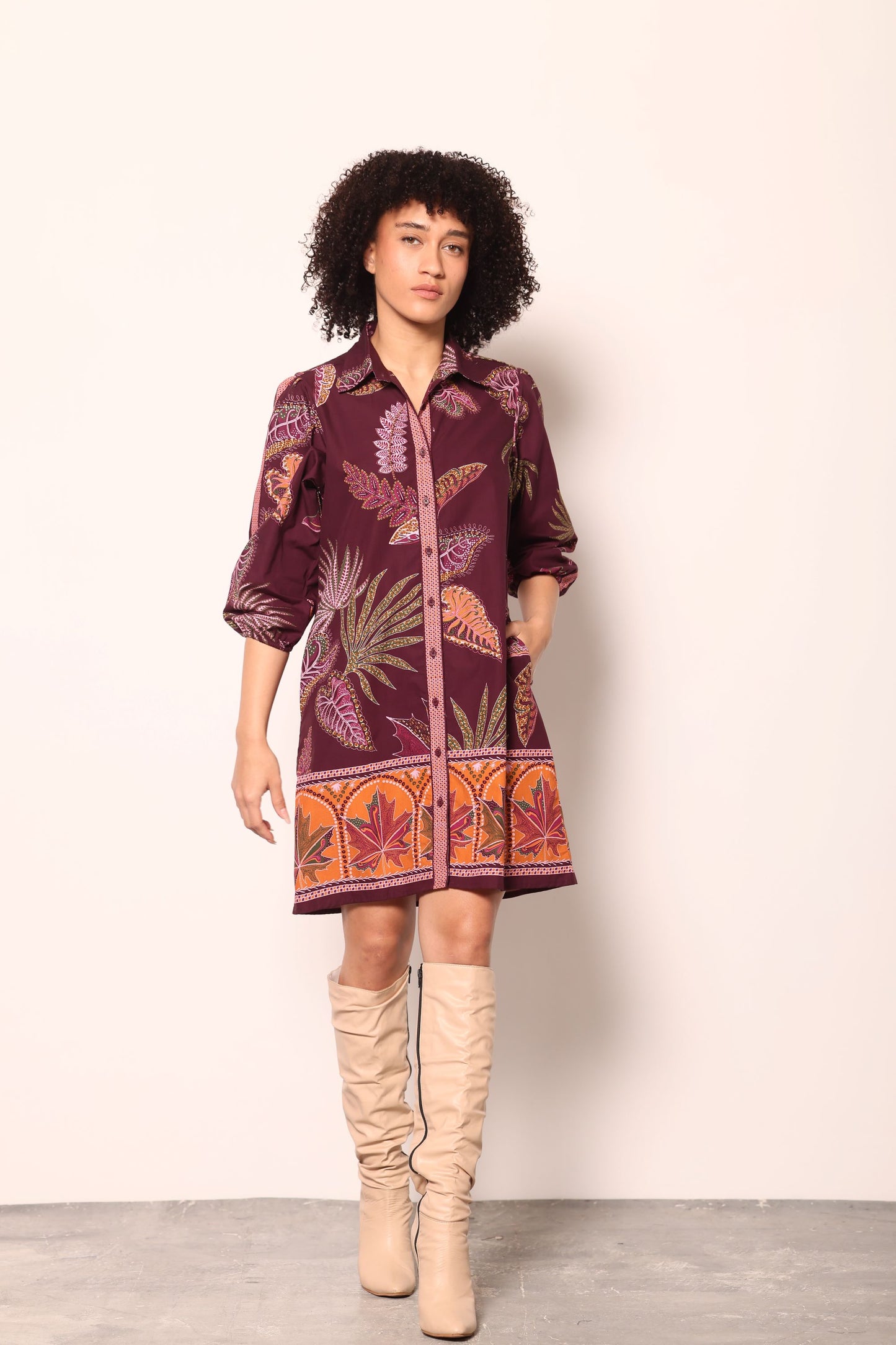 WINE FLORA AVA DRESS