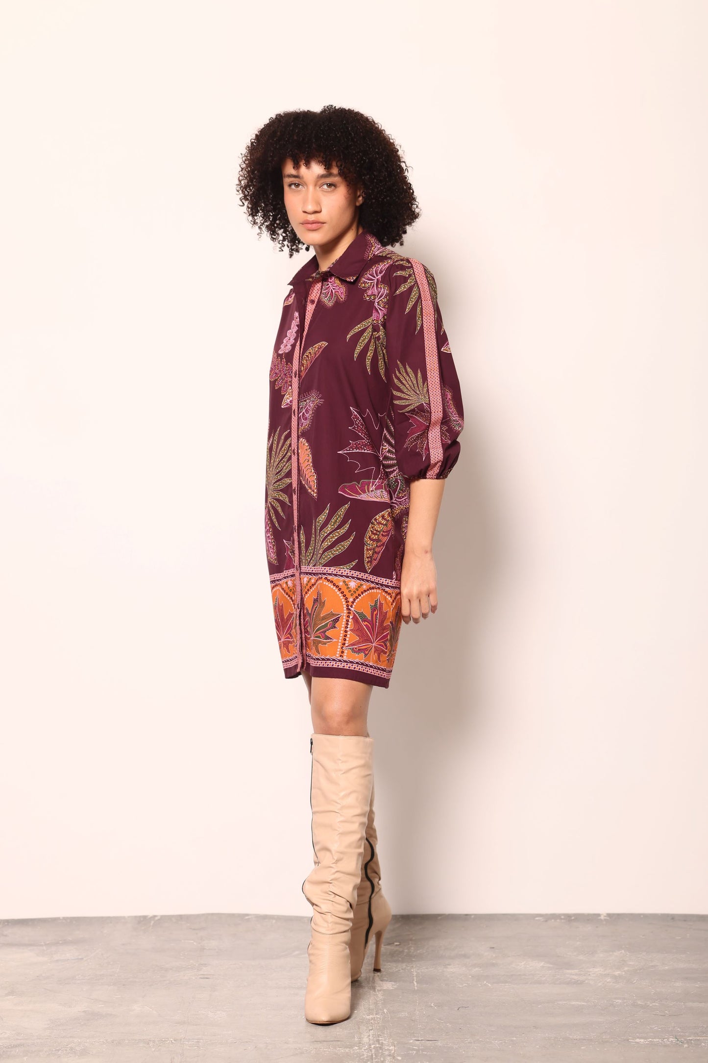 WINE FLORA AVA DRESS