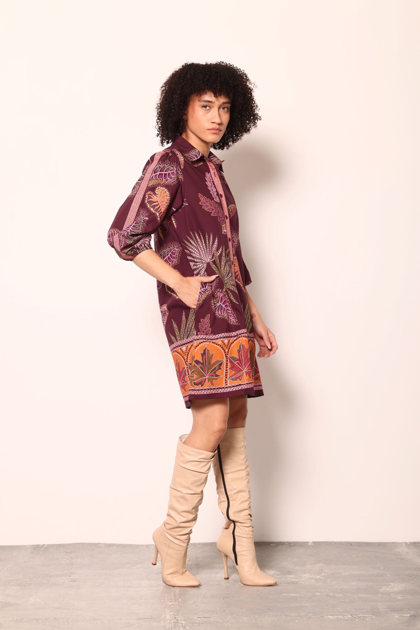WINE FLORA AVA DRESS