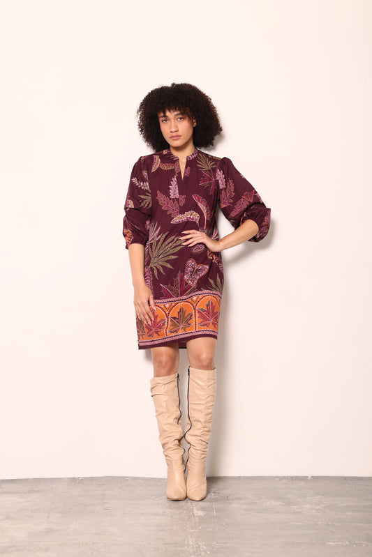 WINE FLORA FREYA DRESS