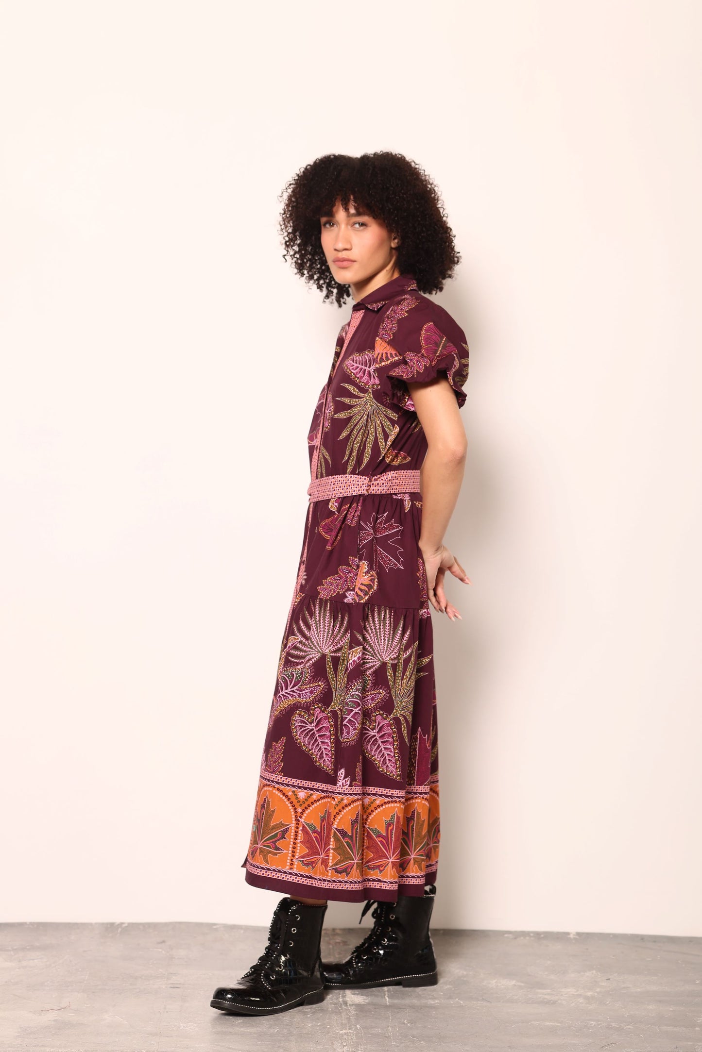WINE FLORA FREYA DRESS