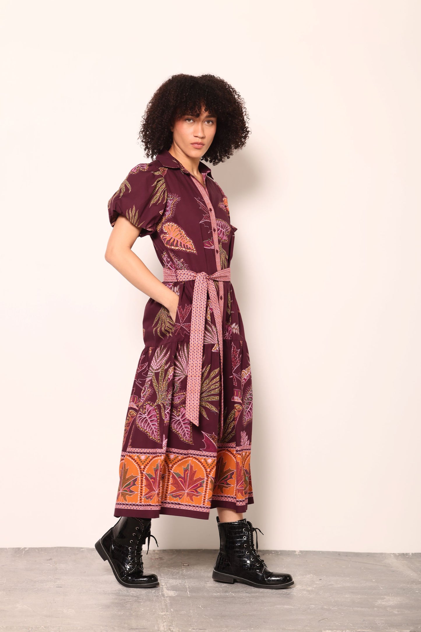 WINE FLORA FREYA DRESS