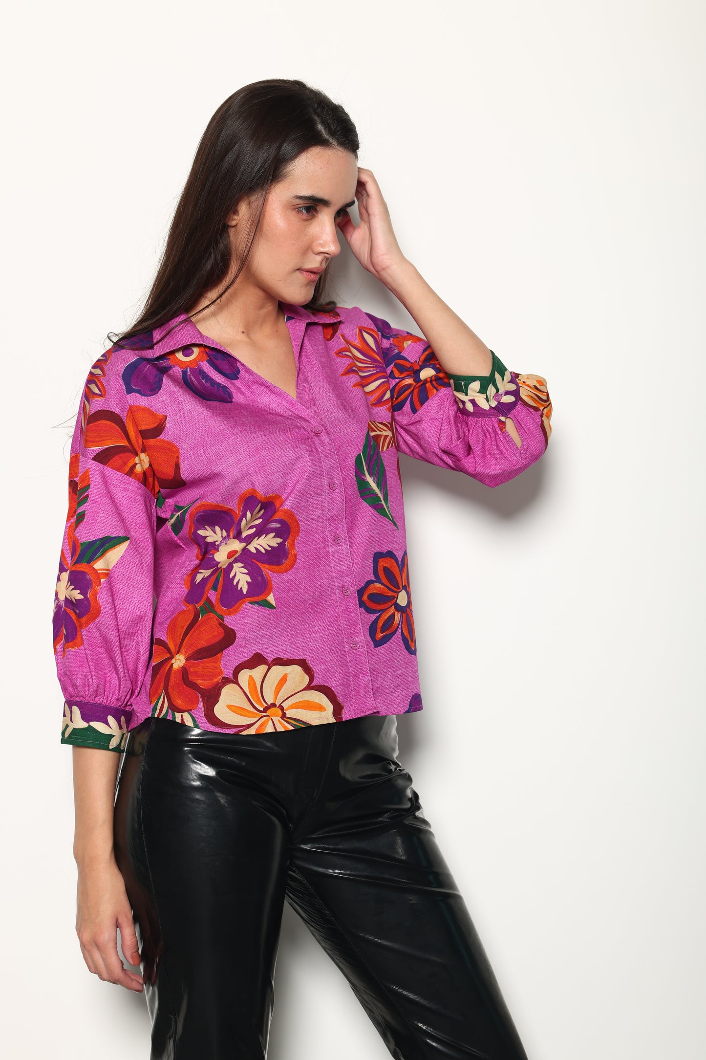 MAUVE BLOSSOMS ELSA TOP