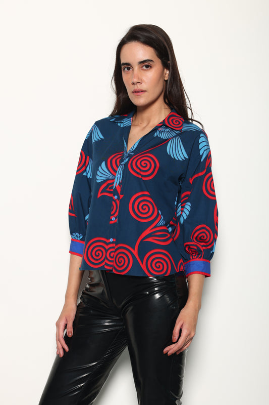 INDIGO FEATHERS ELSA TOP