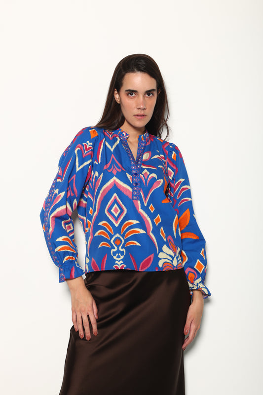 COBALT IKAT ASHLEY TOP