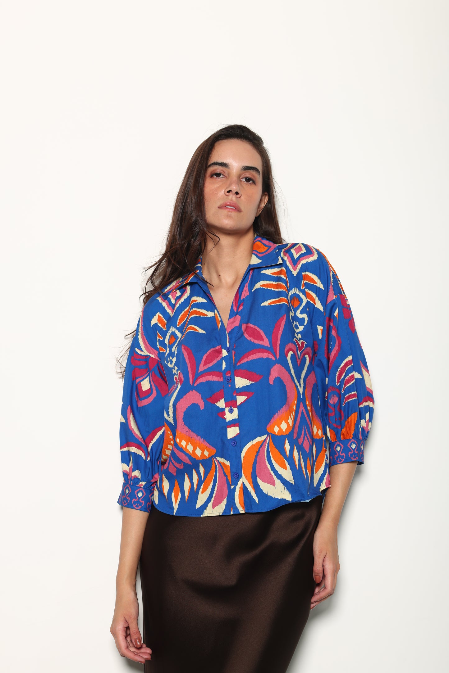 COBALT IKAT ELSA TOP