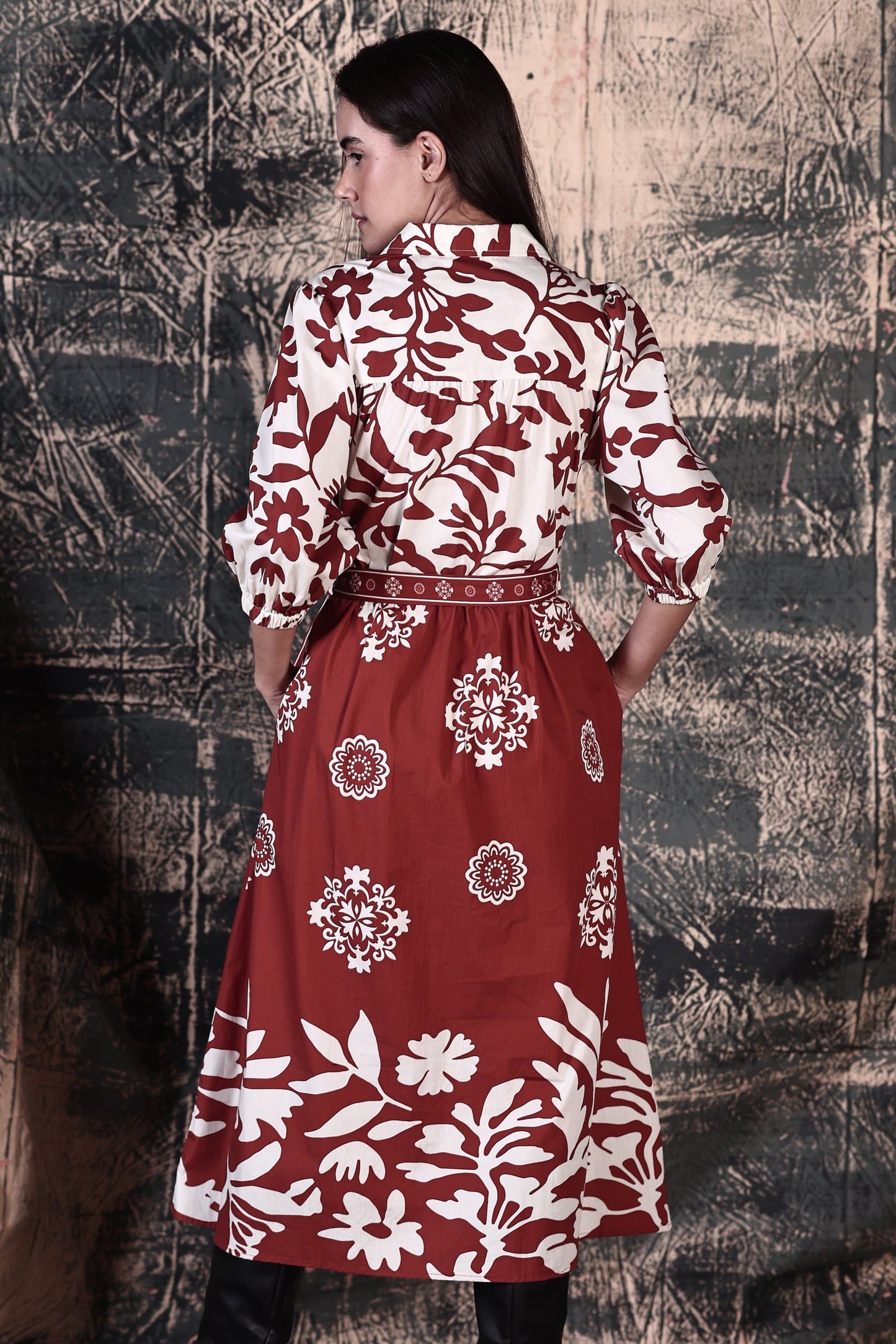 RUST FOLIAGE REMI DRESS
