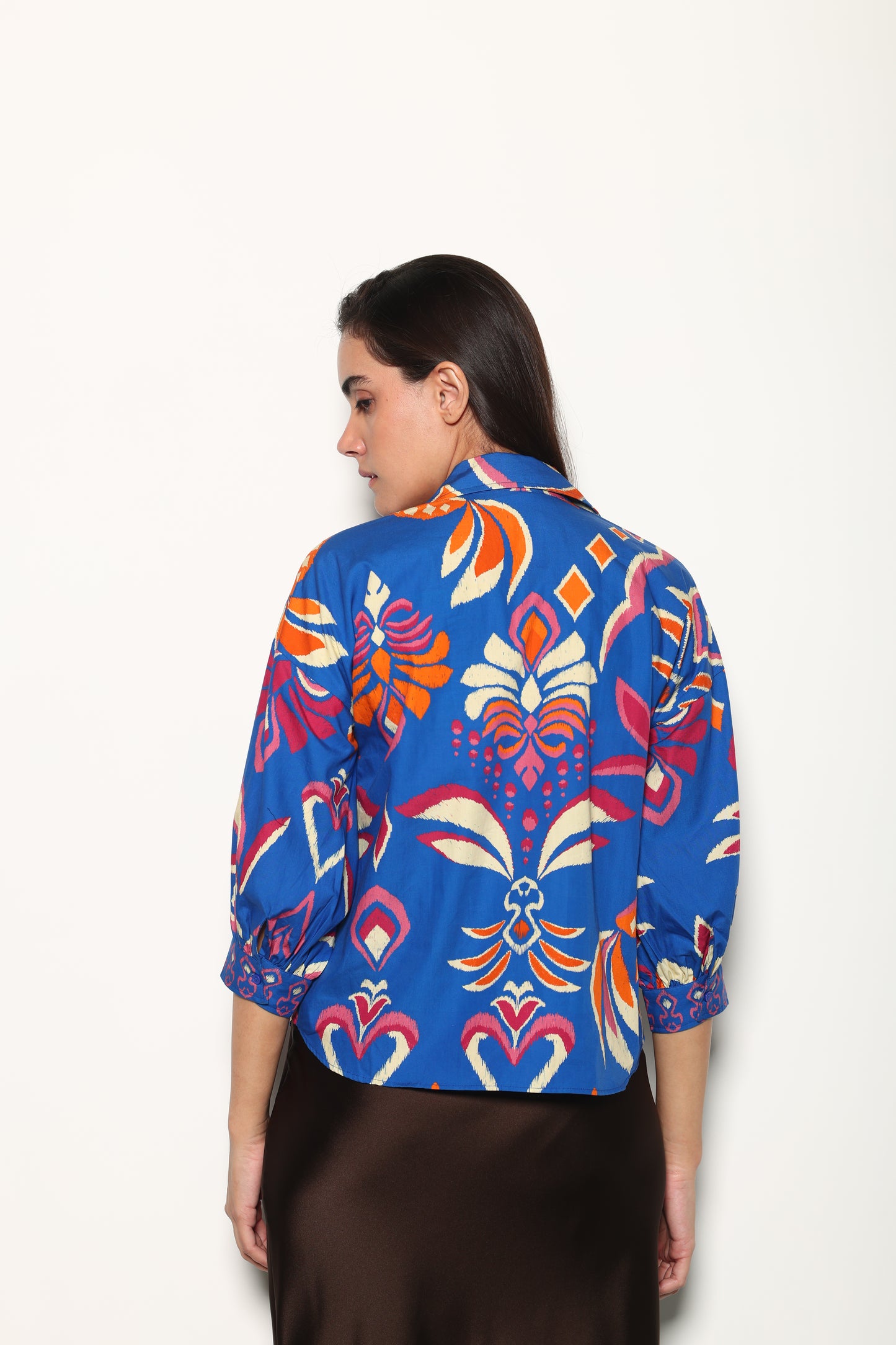 COBALT IKAT ELSA TOP