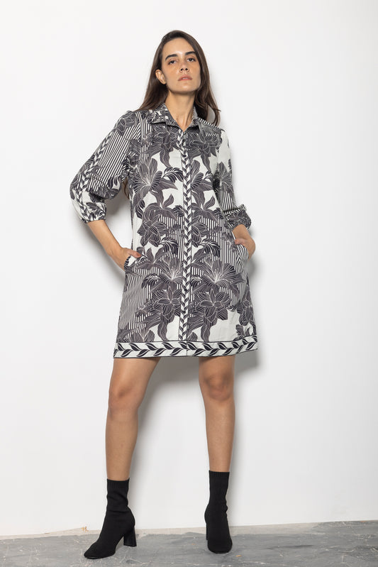 NOIR FLORALS AVA DRESS