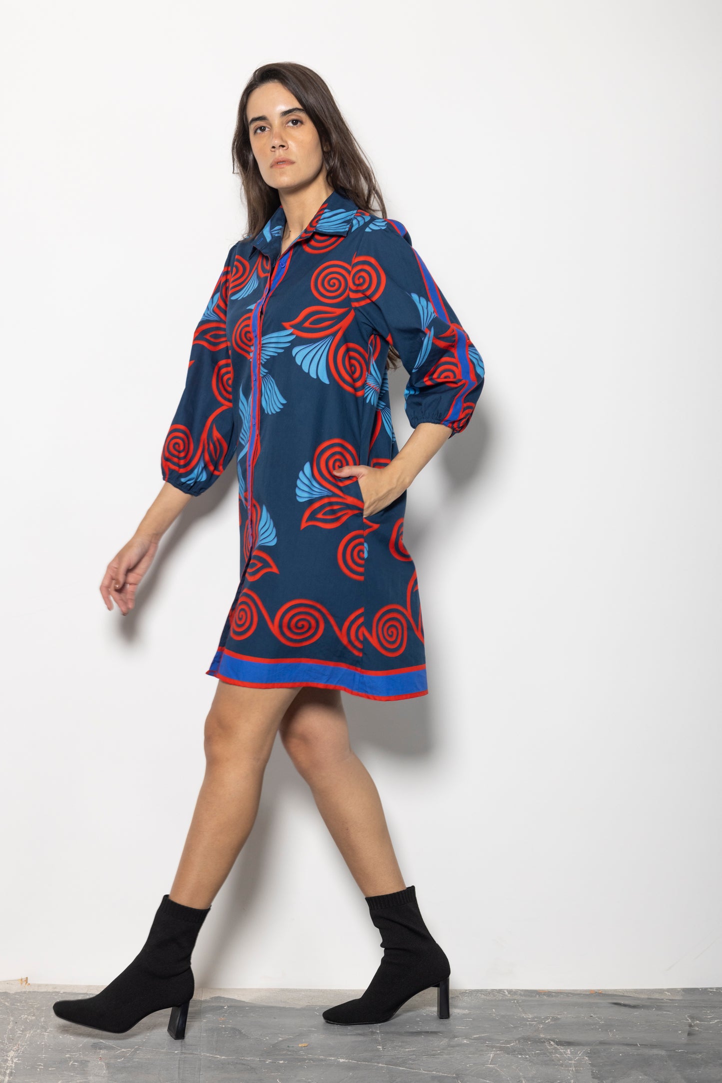 INDIGO FEATHERS AVA DRESS