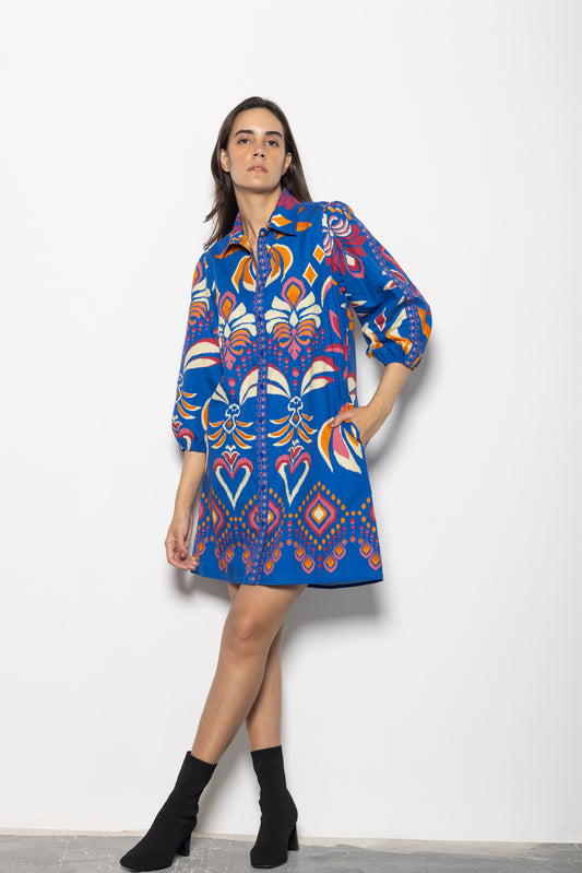COBALT IKAT AVA DRESS