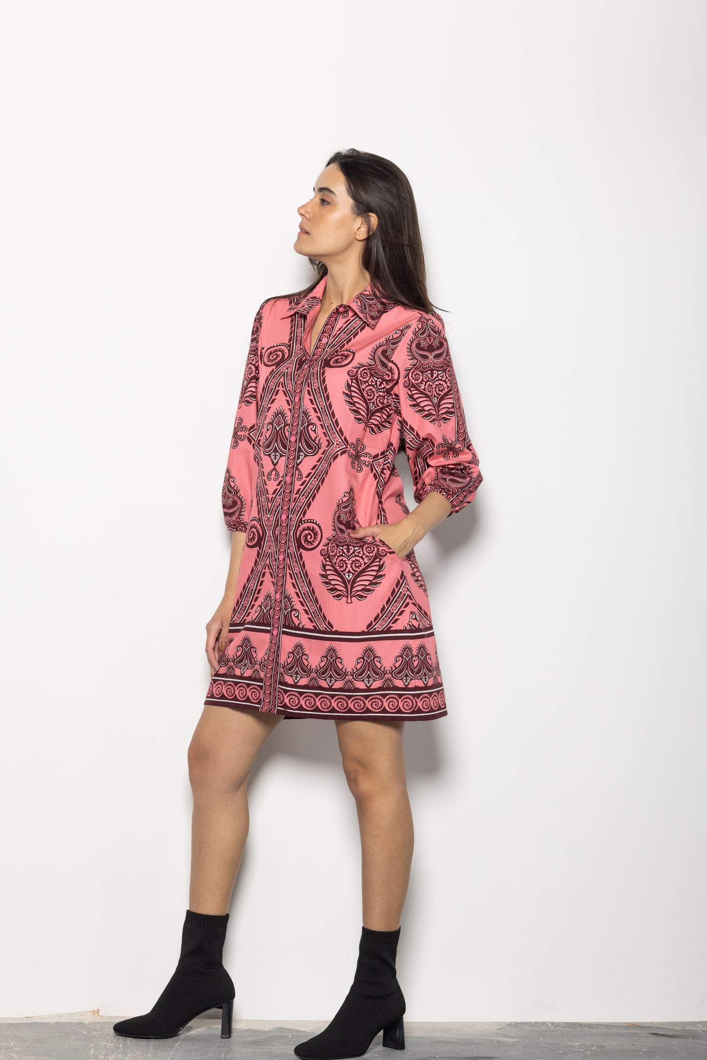 SALMON MOTIFS AVA DRESS
