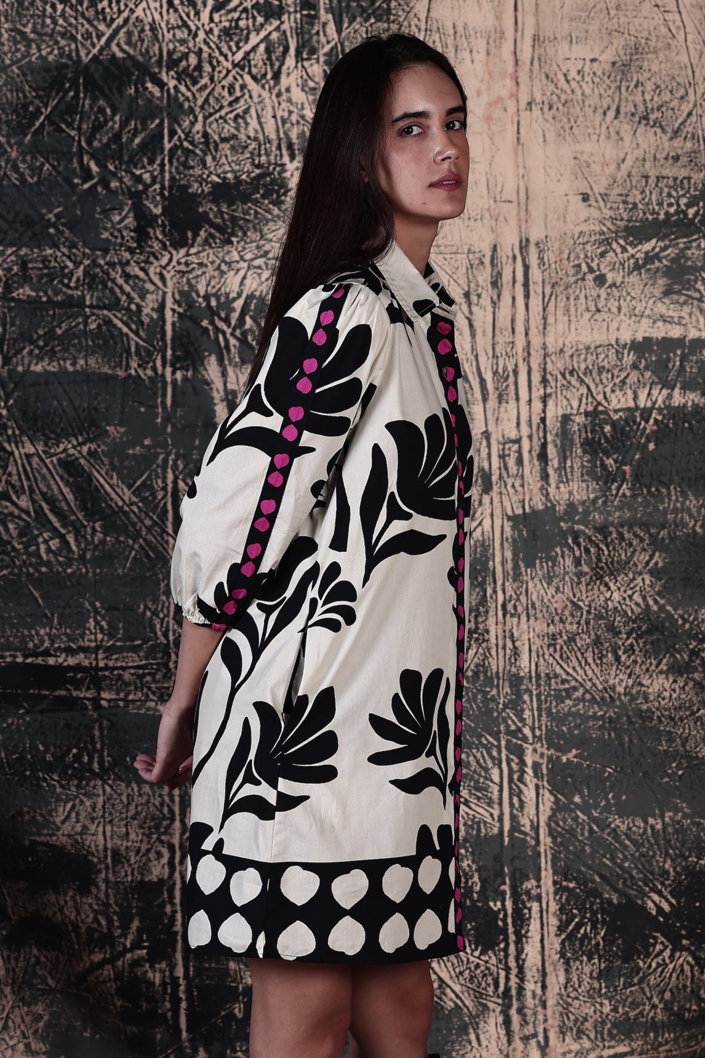 BLACK FOLIAGE AVA DRESS