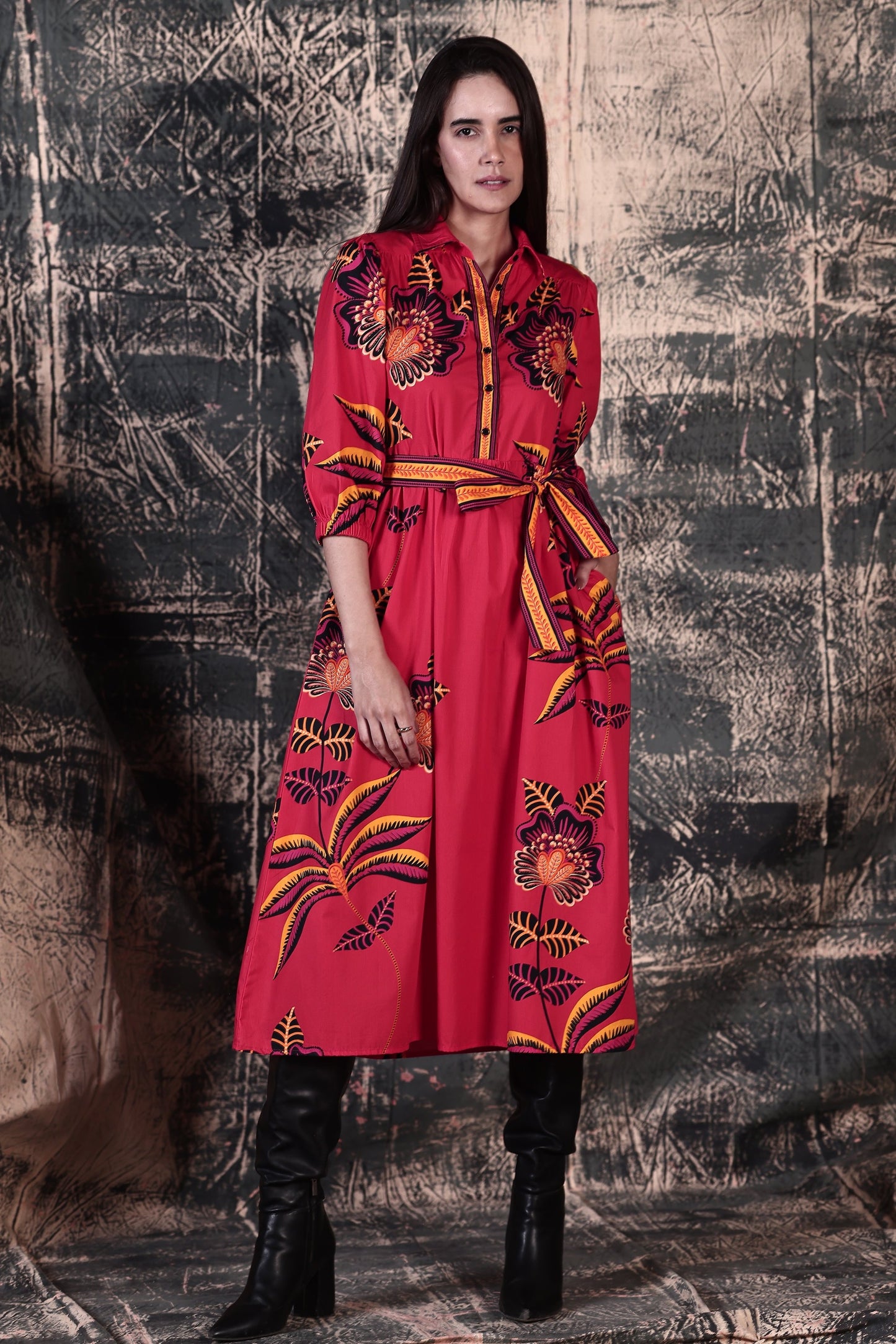 FLORAL BLAZE REMI DRESS